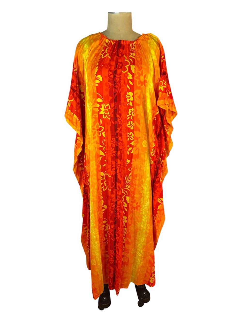 Vibrant Orange & Yellow Floral Maxi Dress